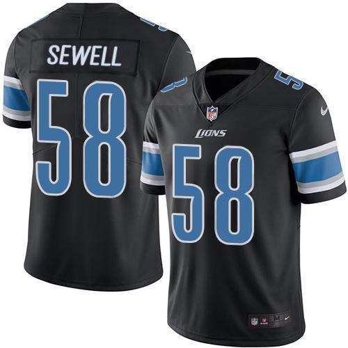 Detroit Lions #58 Penei Sewell Black Stitched NFL Limited Rush Jersey