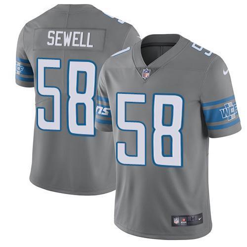 Detroit Lions #58 Penei Sewell Gray Stitched NFL Limited Rush Jersey