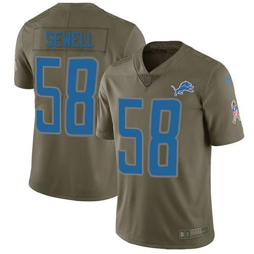 Detroit Lions #58 Penei Sewell Olive Stitched NFL Limited 2017 Salute To Service Jersey