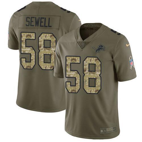 Detroit Lions #58 Penei Sewell Olive/Camo Stitched NFL Limited 2017 Salute To Service Jersey