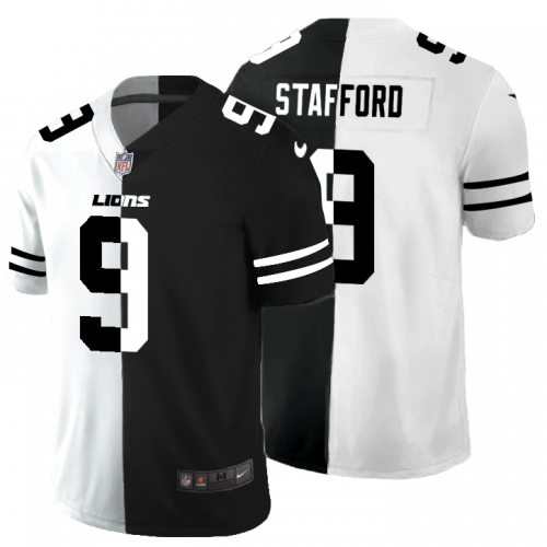Detroit Lions #9 Matthew Stafford Black V White Peace Split Nike Vapor Untouchable Limited NFL Jersey