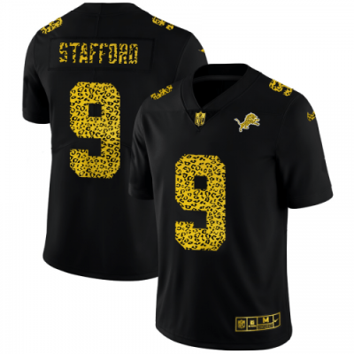 Detroit Lions #9 Matthew Stafford Nike Leopard Print Fashion Vapor Limited NFL Jersey Black