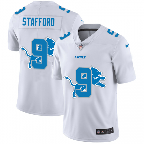 Detroit Lions #9 Matthew Stafford White Nike Team Logo Dual Overlap Limited NFL Jersey