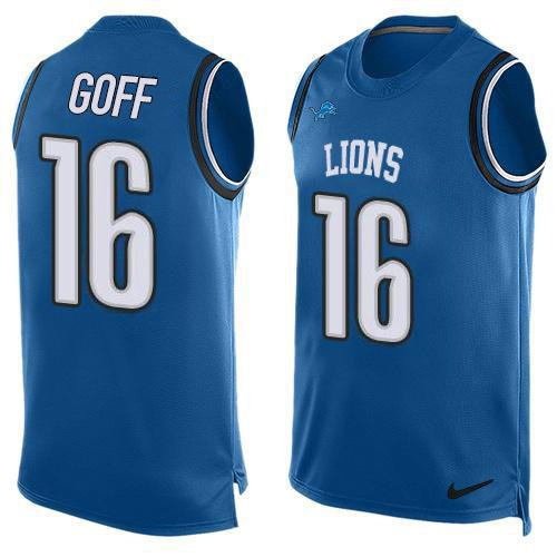 Detroit Lions #16 Jared Goff Blue Team Color Stitched NFL Limited Tank Top Jersey