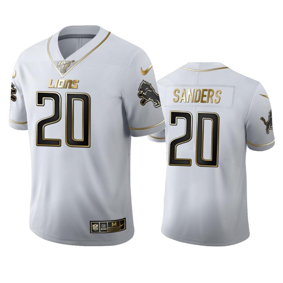 Detroit Lions #20 Barry Sanders Nike White Golden Edition Vapor Limited NFL 100 Jersey