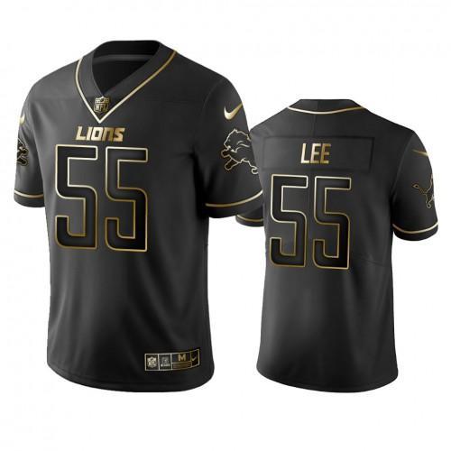 Detroit Lions #55 Eric Lee Stitched NFL Vapor Untouchable Limited Black Golden Jersey