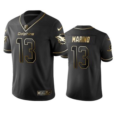 Dolphins #13 Dan Marino Stitched NFL Vapor Untouchable Limited Black Golden Jersey