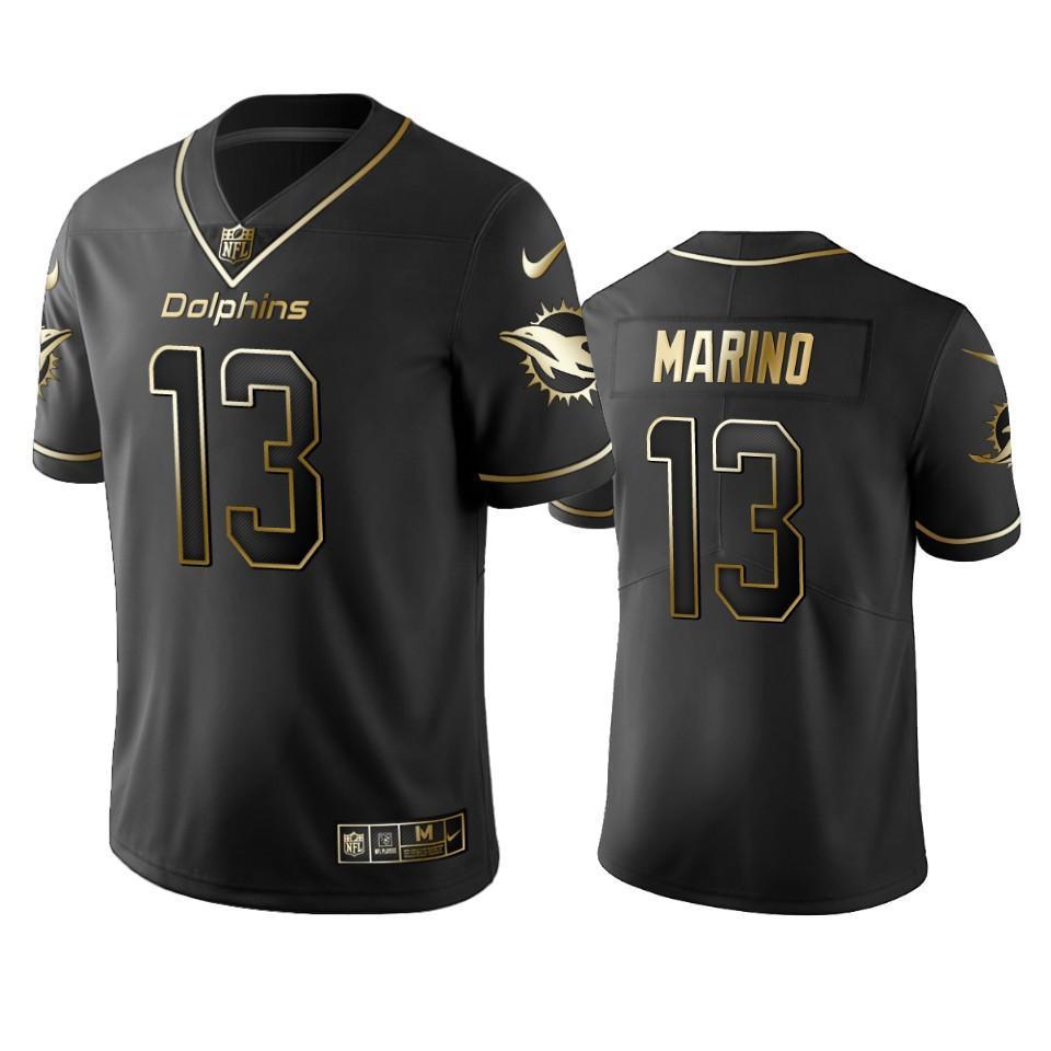 Dolphins #13 Dan Marino Stitched NFL Vapor Untouchable Limited Black Golden Jersey