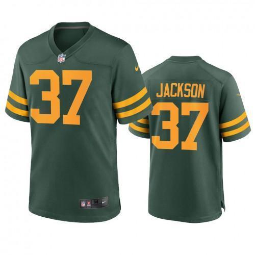 Green Bay Packers #37 Josh Jackson Nike Alternate Game Player Jersey - Green