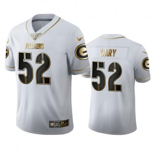 Green Bay Packers #52 Rashan Gary Nike White Golden Edition Vapor 100 Jersey