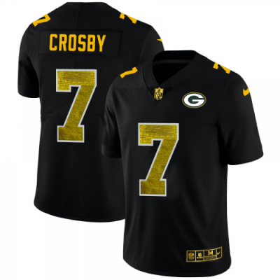Green Bay Packers #7 Mason Crosby Black Nike Golden Sequin Vapor Jersey