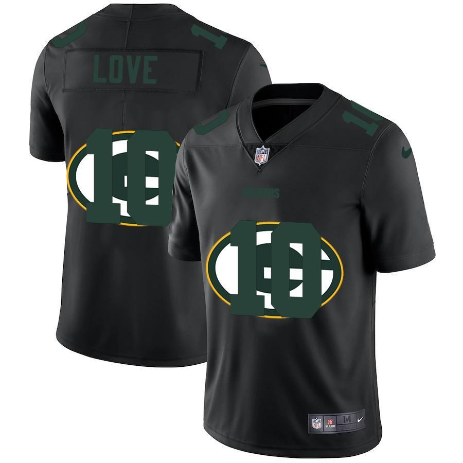 Green Bay Packers #10 Jordan Love Nike Team Logo Dual Overlap Jersey Black