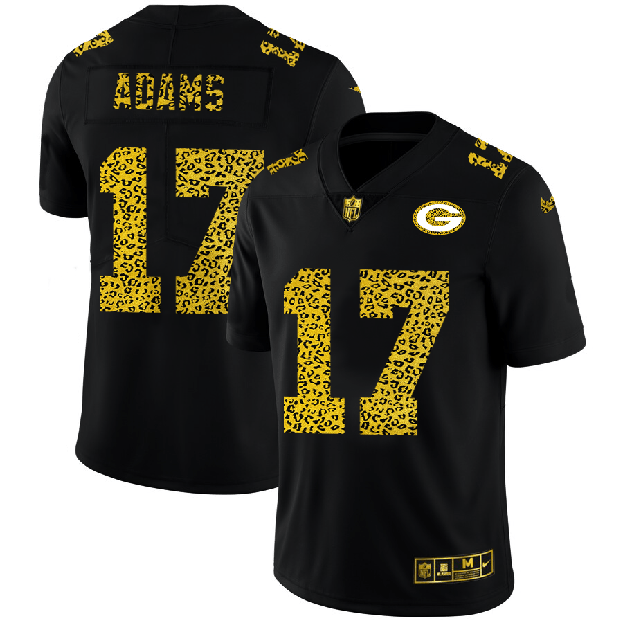 Green Bay Packers #17 Davante Adams Nike Leopard Print Fashion Vapor Jersey Black