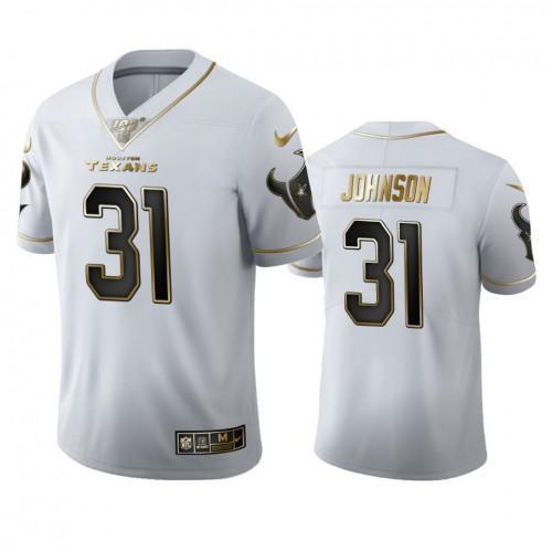 Houston Houston Texans #31 David Johnson Watson Nike White Golden Edition Vapor 100 Jersey