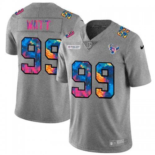 Houston Houston Texans #99 J.J. Watt Nike Multi-Color 2020 NFL Crucial Catch NFL Jersey Greyheather