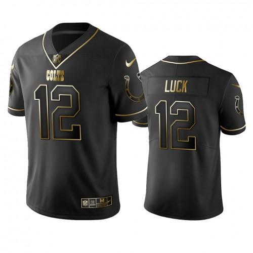 Indianapolis Colts #12 Andrew Luck Stitched NFL Vapor Untouchable Limited Black Golden Jersey
