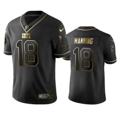 Indianapolis Colts #18 Peyton Manning Stitched NFL Vapor Untouchable Limited Black Golden Jersey