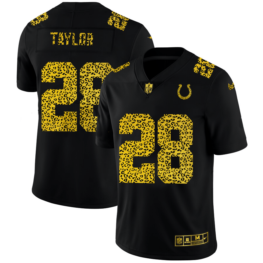 Indianapolis Colts #28 Jonathan Taylor Nike Leopard Print Fashion Vapor Jersey Black