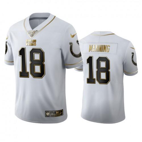Indianapolis Indianapolis Colts #18 Peyton Manning Nike White Golden Edition Vapor 100 Jersey