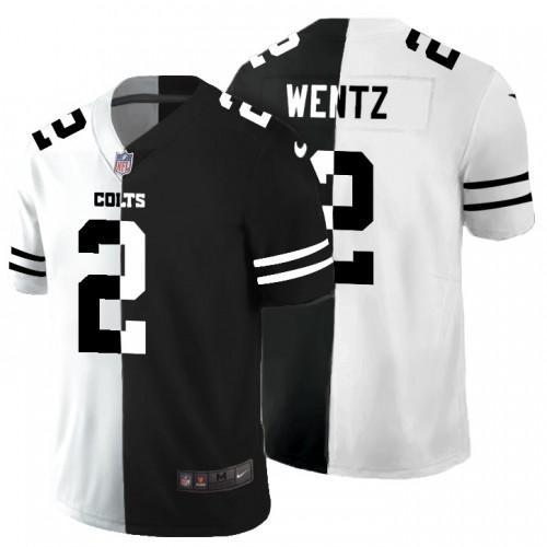 Indianapolis Indianapolis Colts #2 Carson Wentz Black V White Peace Split Nike Vapor Untouchable Jersey