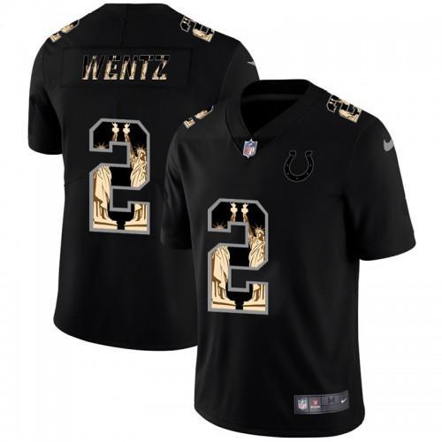 Indianapolis Indianapolis Colts #2 Carson Wentz Carbon Black Vapor Statue Of Liberty Jersey