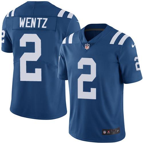 Indianapolis Indianapolis Colts #2 Carson Wentz Royal Blue Team Color Stitched NFL Vapor Untouchable Limited Jersey