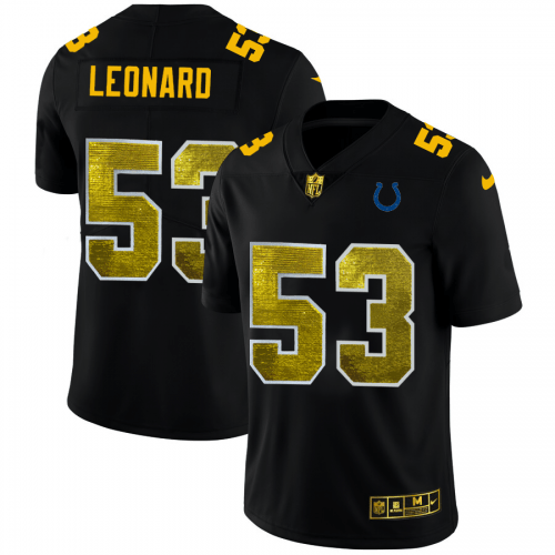 Indianapolis Indianapolis Colts #53 Darius Leonard Black Nike Golden Sequin Vapor Jersey