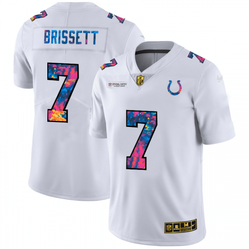 Indianapolis Indianapolis Colts #7 Jacoby Brissett White Nike Multi-Color 2020 NFL Crucial Catch Jersey