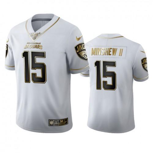 Jacksonville Jaguars #15 Gardner Minshew II Nike White Golden Edition Vapor Limited NFL 100 Jersey