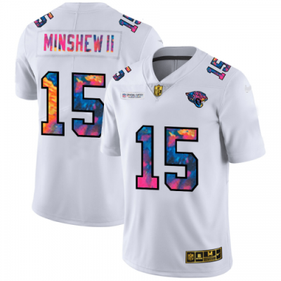 Jacksonville Jaguars #15 Gardner Minshew II White Nike Multi-Color 2020 NFL Crucial Catch Limited NFL Jersey