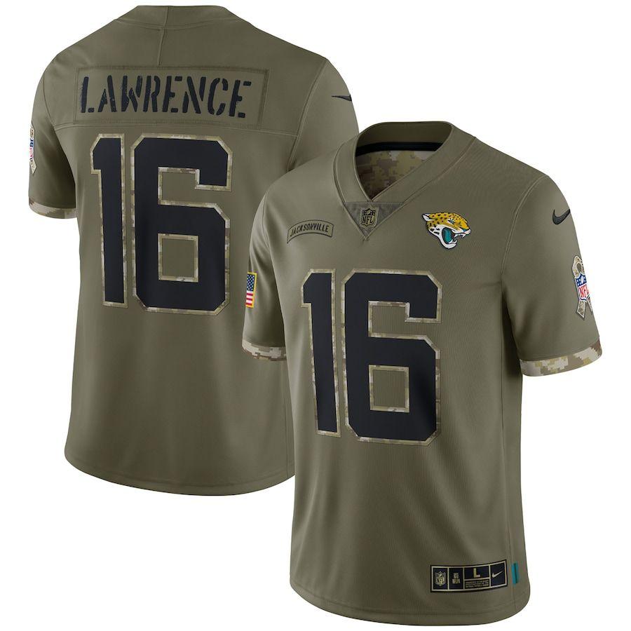 Jacksonville Jaguars #16 Trevor Lawrence Nike 2022 Salute To Service Limited Jersey - Olive