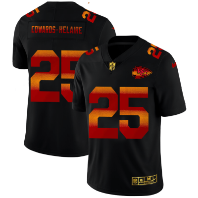 Kansas City Chiefs #25 Clyde Edwards-Helaire Black Nike Red Orange Stripe Jersey