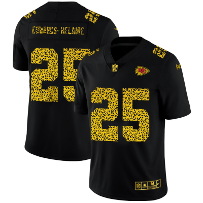 Kansas City Chiefs #25 Clyde Edwards-Helaire Nike Leopard Print Fashion Jersey Black