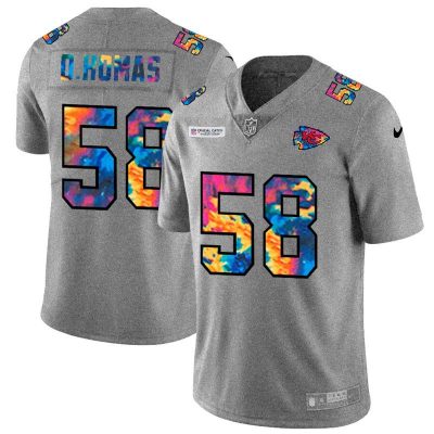 Kansas City Chiefs #58 Derrick Thomas Nike Multi-Color 2020 NFL Crucial Catch NFL Jersey Greyheather
