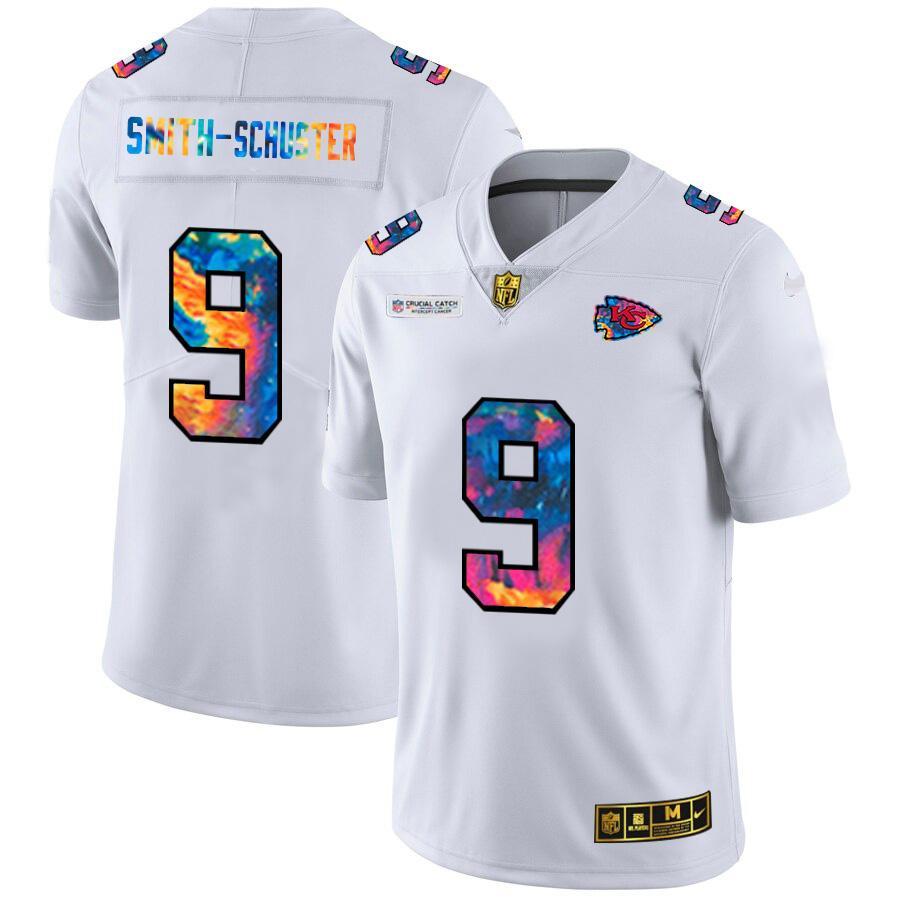 Kansas City Chiefs #9 JuJu Smith-Schuster White Nike Multi-Color 2020 NFL Crucial Catch Limited NFL Jersey