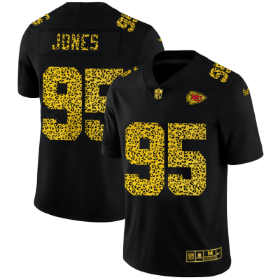 Kansas City Chiefs #95 Chris Jones Nike Leopard Print Fashion Jersey Black