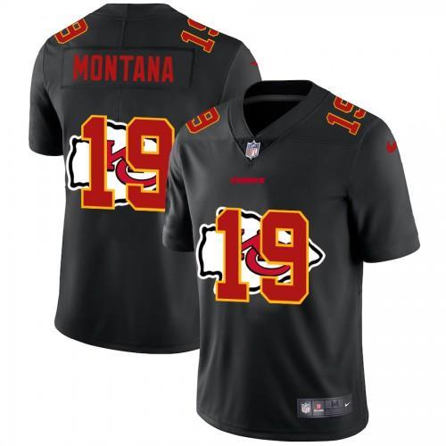 Kansas City Kansas City Chiefs #19 Joe Montana Nike Team Logo Dual Overlap Limited NFL Jersey Black