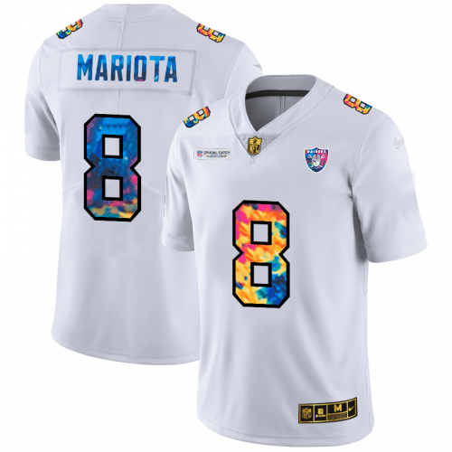 Las Vegas Raiders #8 Marcus Mariota White Nike Multi-Color 2020 NFL Crucial Catch Limited NFL Jersey