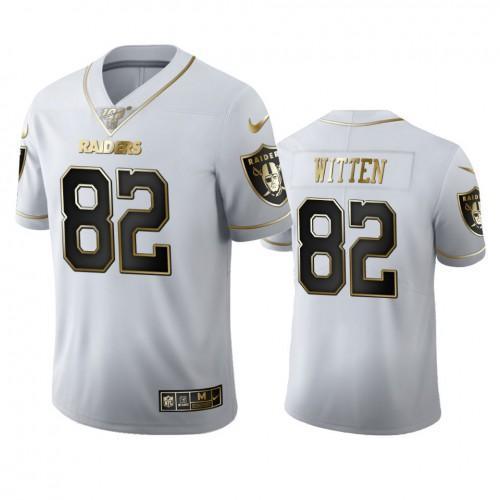 Las Vegas Raiders #82 Jason Witten Nike White Golden Edition Vapor Limited NFL 100 Jersey