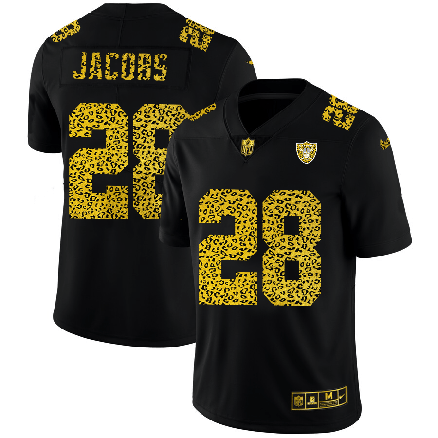 Las Vegas Raiders #28 Josh Jacobs Nike Leopard Print Fashion Vapor Limited NFL Jersey Black