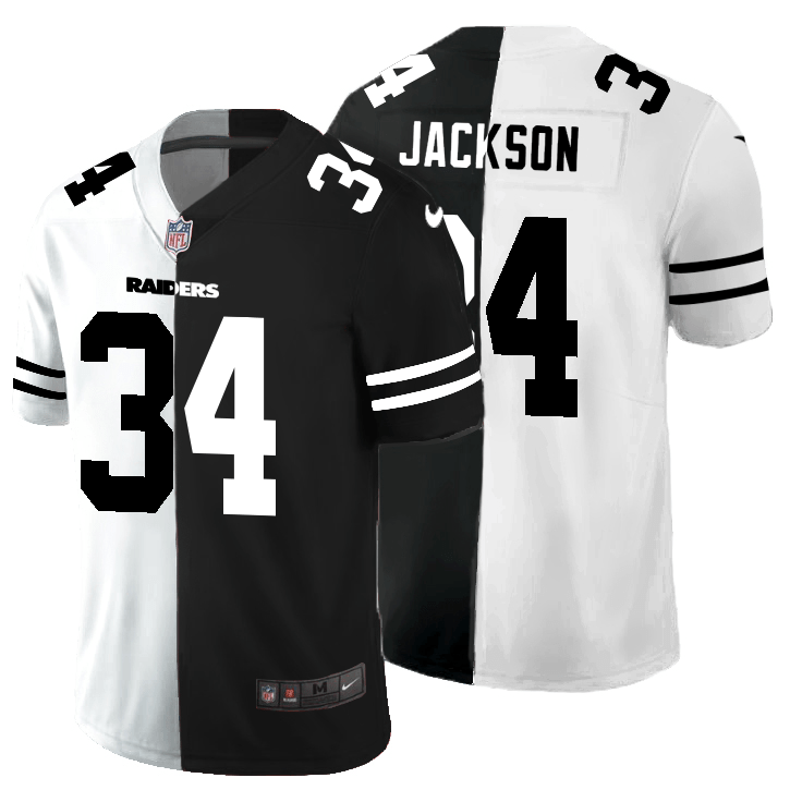 Las Vegas Raiders #34 Bo Jackson Black V White Peace Split Nike Vapor Untouchable Limited NFL Jersey