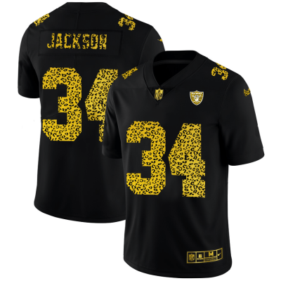 Las Vegas Raiders #34 Bo Jackson Nike Leopard Print Fashion Vapor Limited NFL Jersey Black