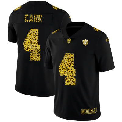 Las Vegas Raiders #4 Derek Carr Nike Leopard Print Fashion Vapor Limited NFL Jersey Black