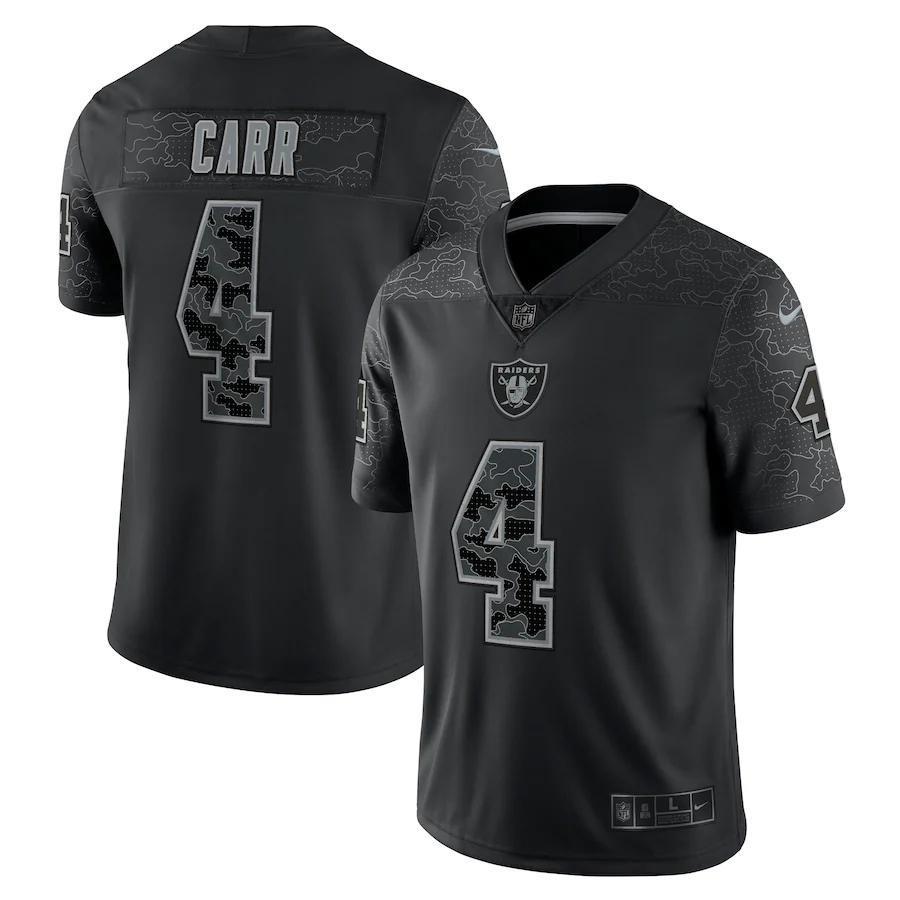 Las Vegas Raiders #4 Derek Carr Black Nike NFL Black Reflective Limited Jersey