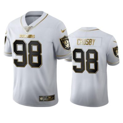 Las Vegas Raiders #98 Maxx Crosby Nike White Golden Edition Vapor Limited NFL 100 Jersey