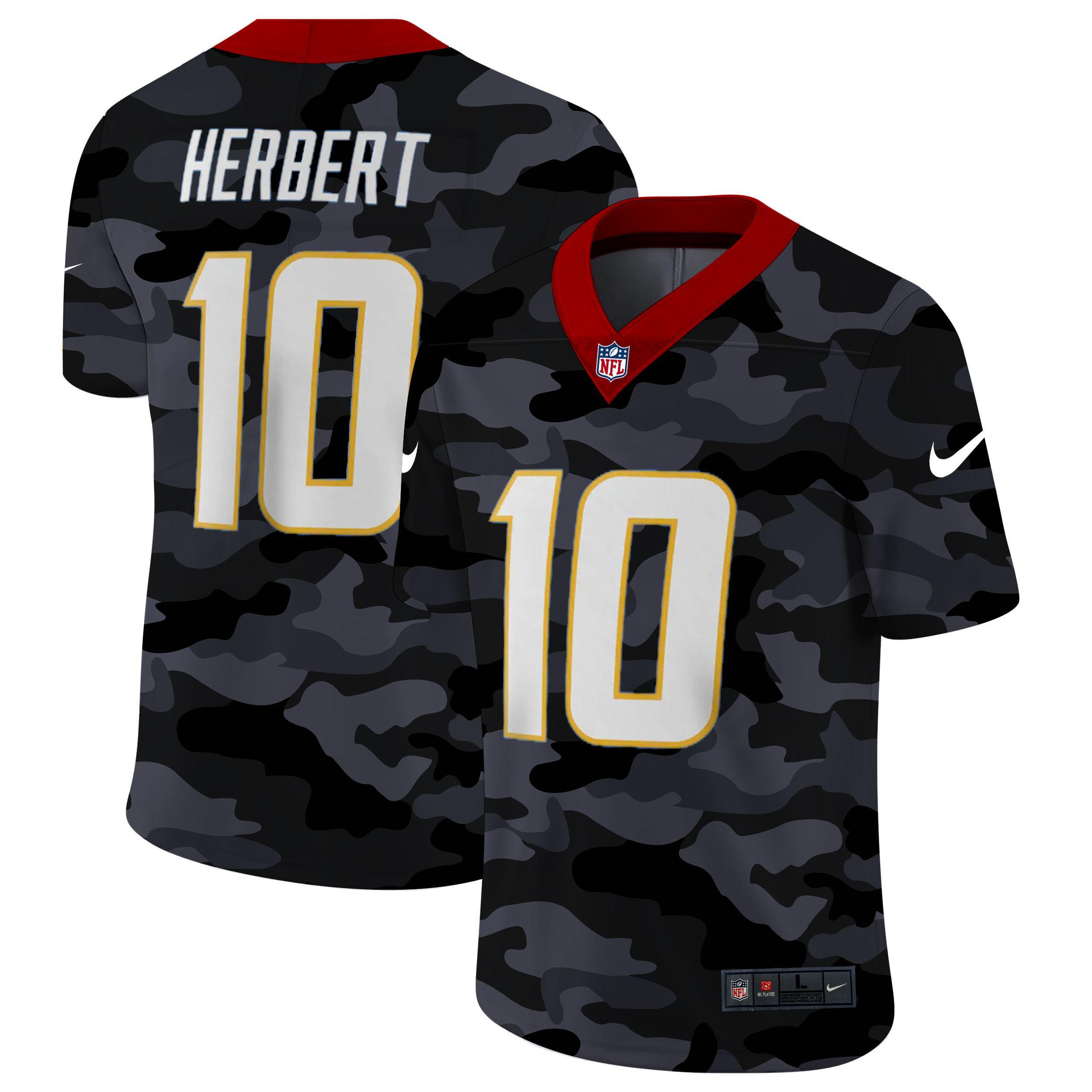 Los Angeles Chargers #10 Justin Herbert Nike 2020 Black CAMO Vapor Untouchable Limited Stitched NFL Jersey