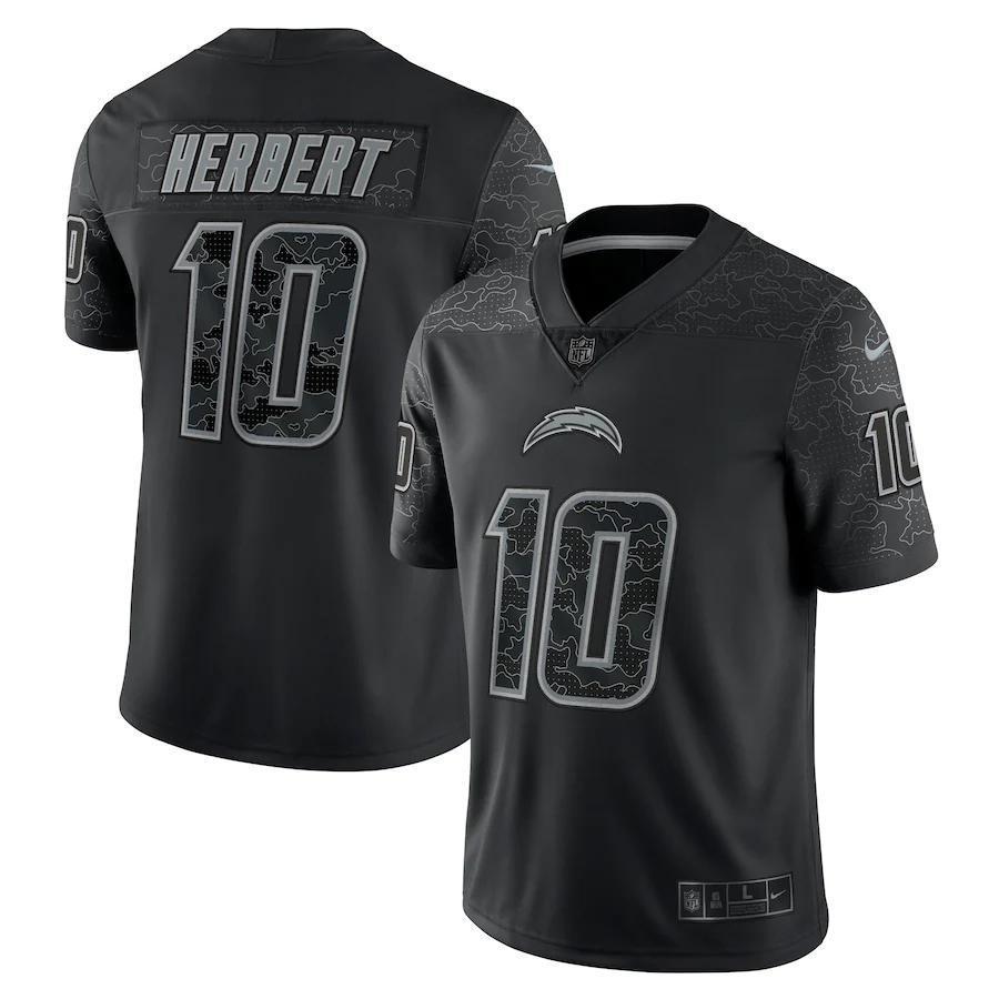 Los Angeles Chargers #10 Justin Herbert Black Nike NFL Black Reflective Limited Jersey