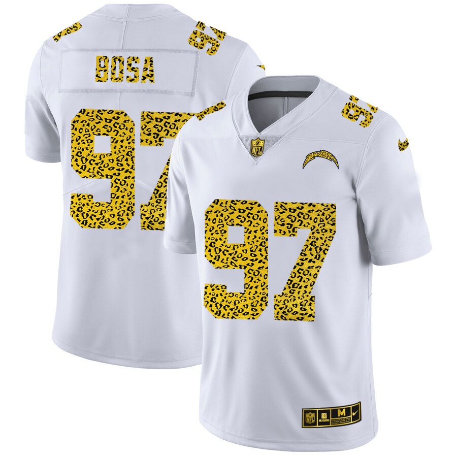 Los Angeles Chargers #97 Joey Bosa Nike Flocked Leopard Print Vapor Limited NFL Jersey White