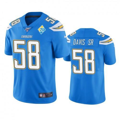 Los Angeles Los Angeles Chargers #58 Thomas Davis Sr Light Blue 60th Anniversary Vapor Limited NFL Jersey