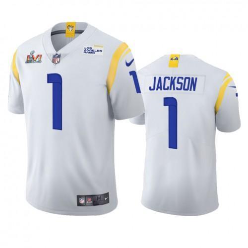 Los Angeles Rams #1 Desean Jackson Super Bowl LVI Patch Nike Vapor Limited NFL Jersey - White